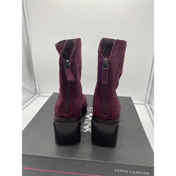 New‎ Vince Camuto Kortimy Water Repellant Suede Mid Shaft Boots Syrah Purple 7M - Picture 5 of 7